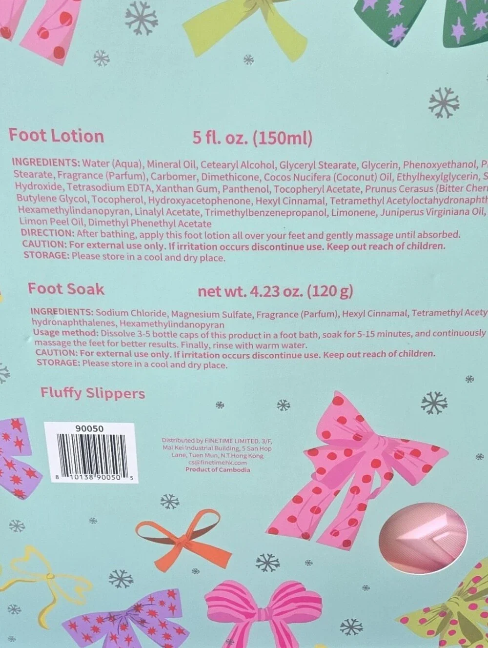 Plush Pink Slipper Foot Care Set - Includes Lotion & Foot Soak